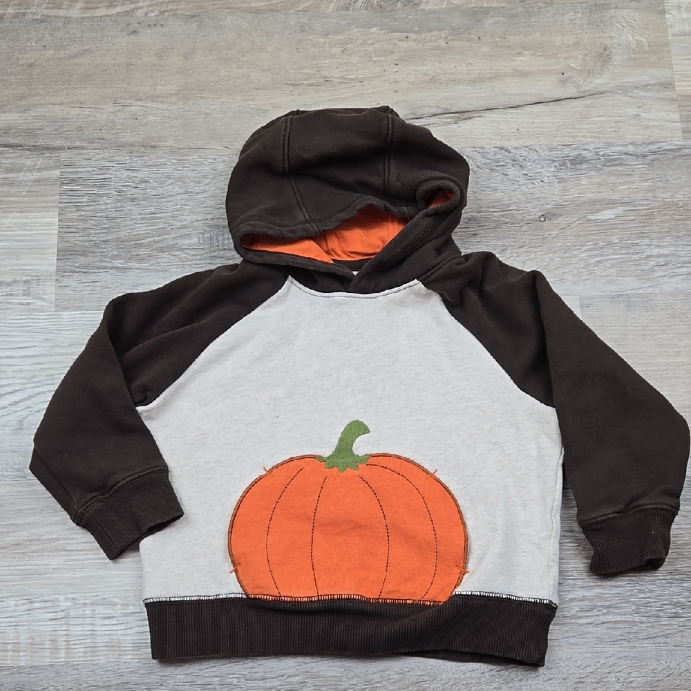Gymboree Brown and Cream Hoodie with Pumpkin Design Fall Halloween